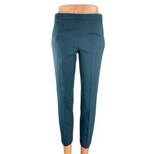 J.Crew Martie Blue Green Bi-stretch Cotton Mid Rise Skinny Trousers Pants Size 2